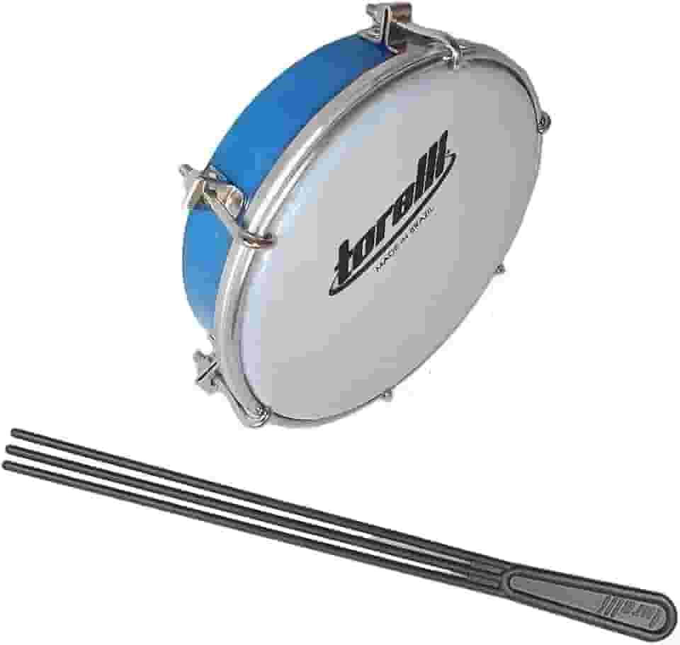 Kit Tamborim Pele Leitosa Torelli TT 404 Azul Baqueta Tripla