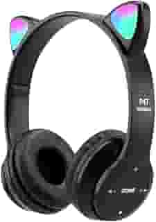 Headset Gato Orelha Luz Fone Infantil Bluetooth Preto