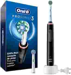 Oral B PRO Series 3 Escova de Dente Elétrica Recarregável, Advanced Clean, Preta, 110-240V