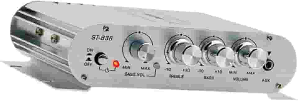 12V 80W * 2 Mini Amplificador Heavy Duty Profissional 2.1 Canais Mini Amplificador de Som de Potência para Alto-falantes de Computador, Prata