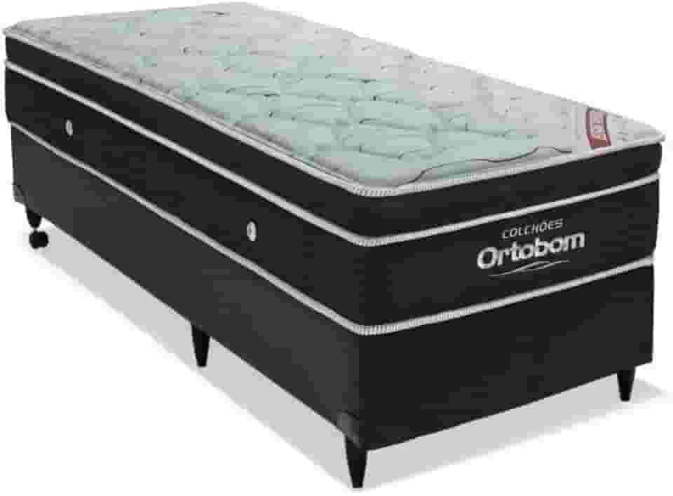 Cama Box Elegant Superpocket Solteiro Ortobom Preto/Branco
