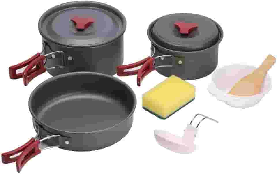 NTK, Conjunto de Panelas Camp 3 com 9 Peças com Frigideira e Tigelas para Acampamento em Alumínio e Aço