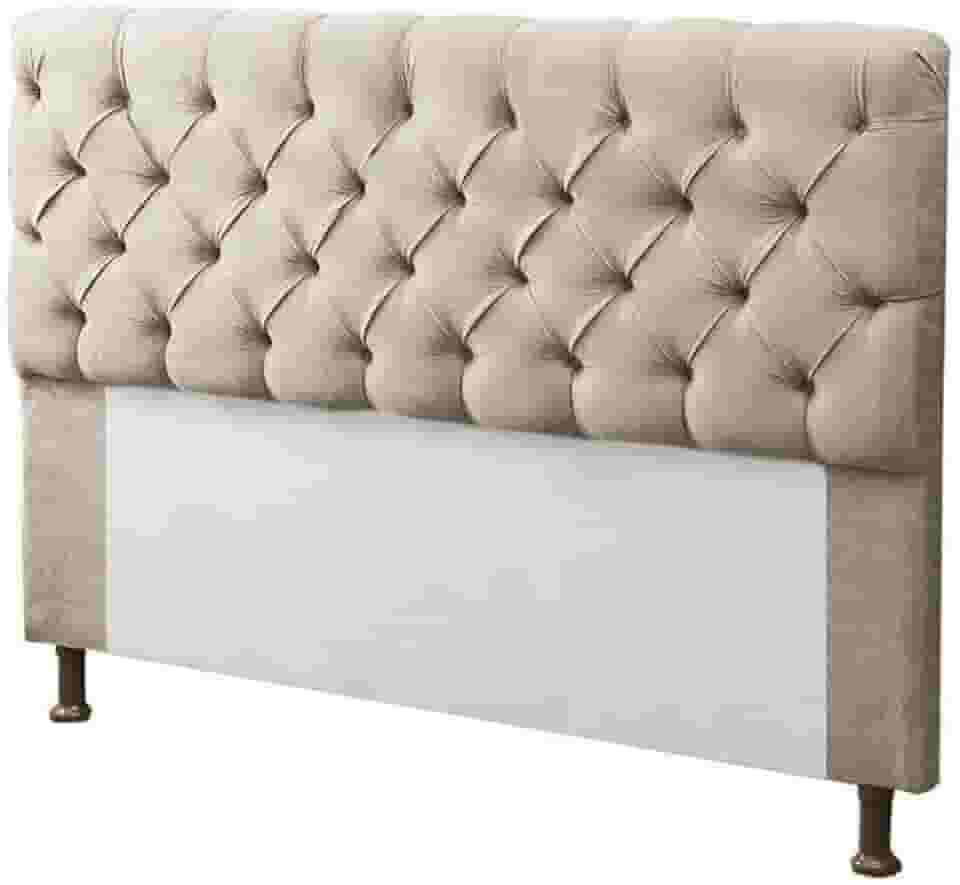 Cabeceira para Cama Box Casal 140cm Mirage c/Capitonê Suede Bege - Dl Decor