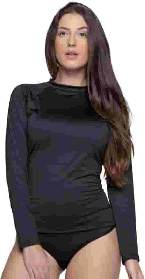 Camisa Térmica Feminina Lisa | Blusa Térmica Feminina de Manga Longa com Fator de Proteção Solar UV 50+ | Moda Verão | Dyeu Modas
