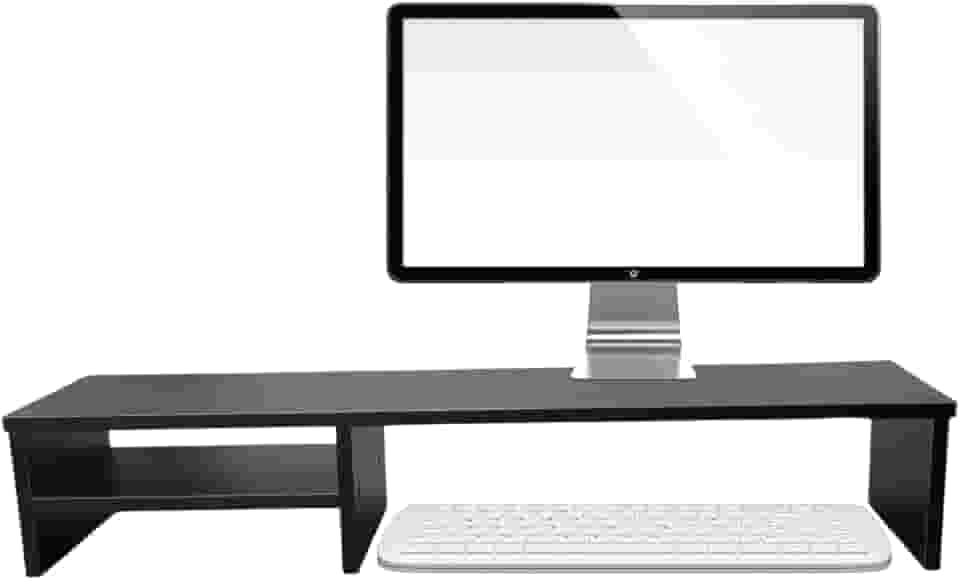 Suporte Para Monitor Elevado Mesa Home Office Setup Gamer Organizador MDF 80cm (Preto)