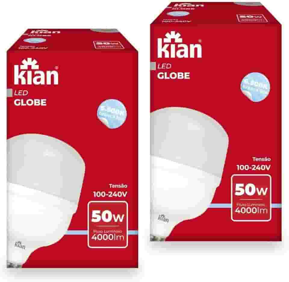 Kit 2 Lâmpadas LED 50W Branca Fria Alta Potência Base E-27 Bivolt - 2 Unidades