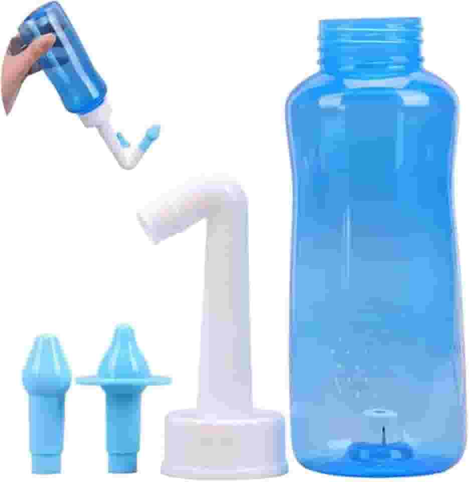 JIANW Higienizador Nasal Lavador Lavagem de Nariz Irrigador Lavador Nasal 2 Bicos Sinusite Rinite Irritação Alergia Adultos e Crianças 300ml Premium