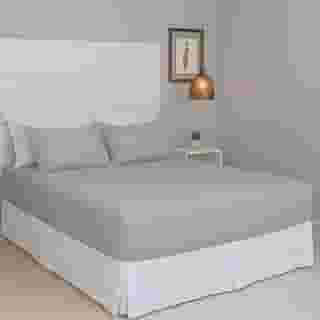 Jogo de Lençol Cama Casal Pérola Liso 3 Peças COZZILAR Cinza 100% Algodão com Elástico e Toque Macio (Cinza)