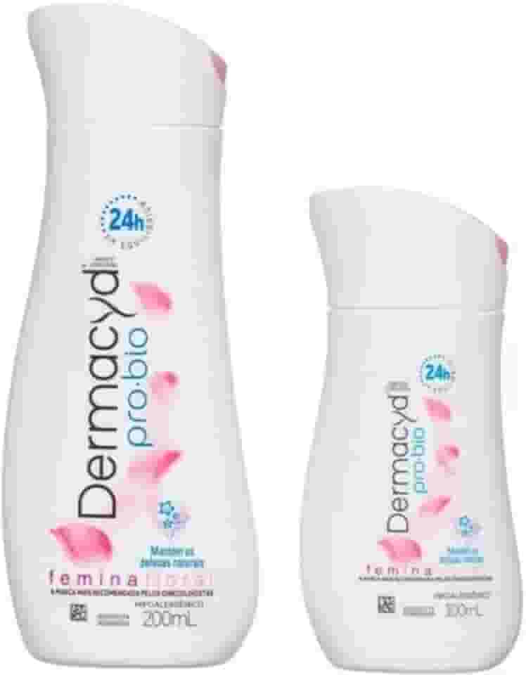 Sabonete Íntimo Dermacyd Femina Floral, Proteção 24 horas, Duas Unidades 200ml + 100ml, Combate Maus Odores e Equilibra o pH, Combinação Bio Protect, Hipoalergênico.