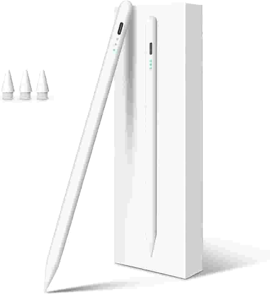 Caneta stylus para iPad 10ª geração, carga rápida em 13 minutos, com rejeição de palma, sensível a inclinação, compatível com iPad 6/7/8/9/10/11, Pro 11”/12,9”/ M4, Air 3/4/5/M2/M3, Mini 5/6