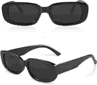 Óculos De Sol Unissex Tendência Retrô Vintage Retangular Preto Blogueira Moda