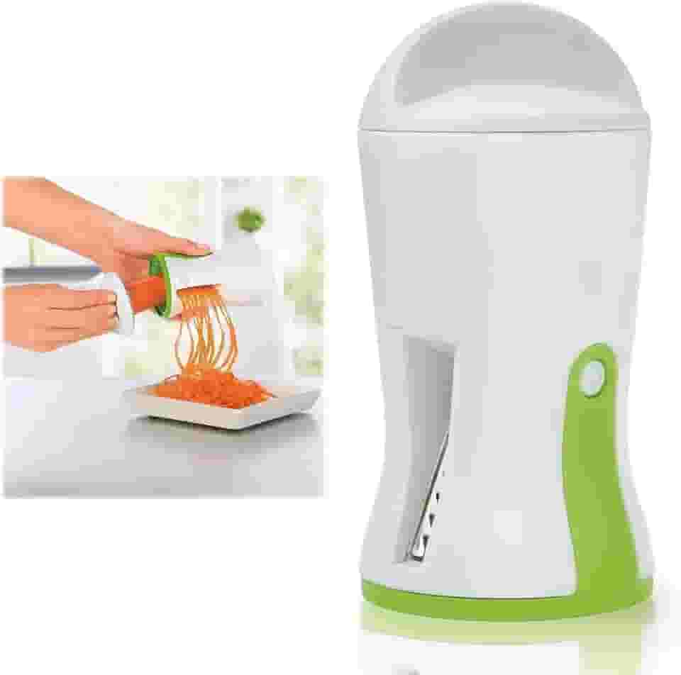 Cortador de Legumes em Espiral Contínuo ou Fatiado 3 em 1 - Ralador, Fatiador e Cortador Verde