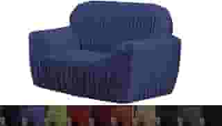 Capa Protetora de Sofá em Malha Gel Spandex 21 Elásticos (Azul, 2 Lugares)