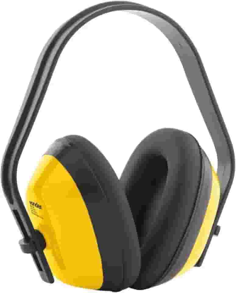 Protetor Auricular Tipo Concha, Abafador de Ruídos Profissional, Ajustável, Amarelo e Preto