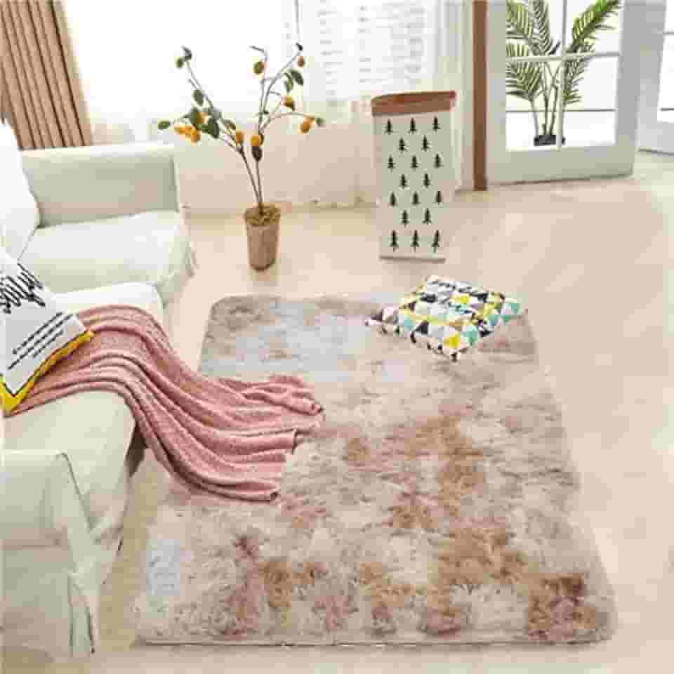 Tapete Sala Peludo Felpudo Super Macio 1,00 X 1,50 Mt Quarto (Bege Mescla)