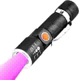 Lanterna de Luz Negra UV - LED Ultravioleta – Detecta Mofo, Escorpiões, Urina de Pet Gatos Cachorros, Marca de Segurança em Cédulas, Tintas Invisíveis. Recarregável e Resistênte à Água