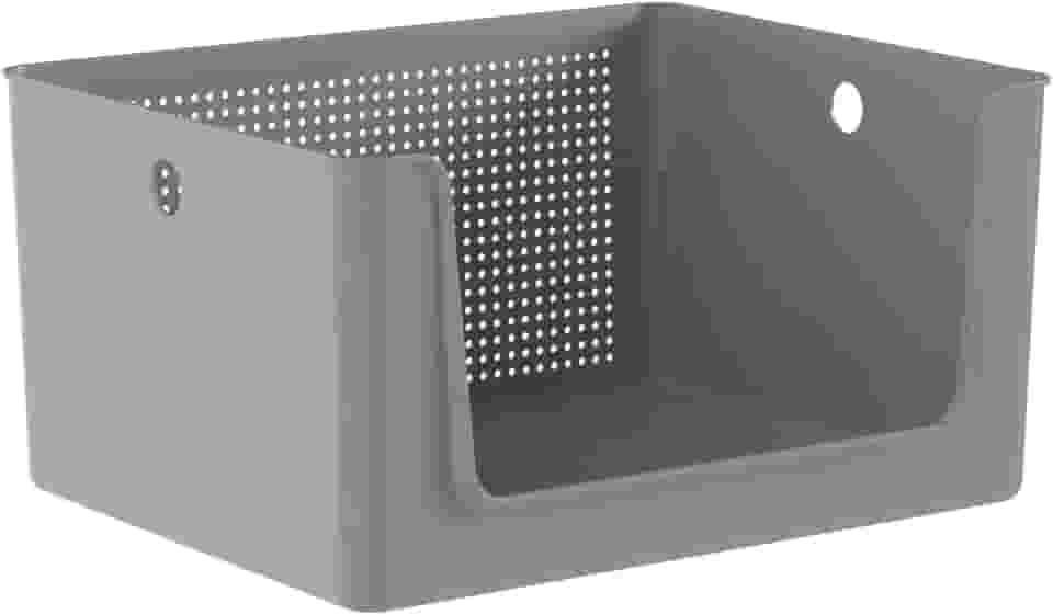 Ou Cesto Organizador Multiuso com abertura frontal 16L Chumbo Linha Flow