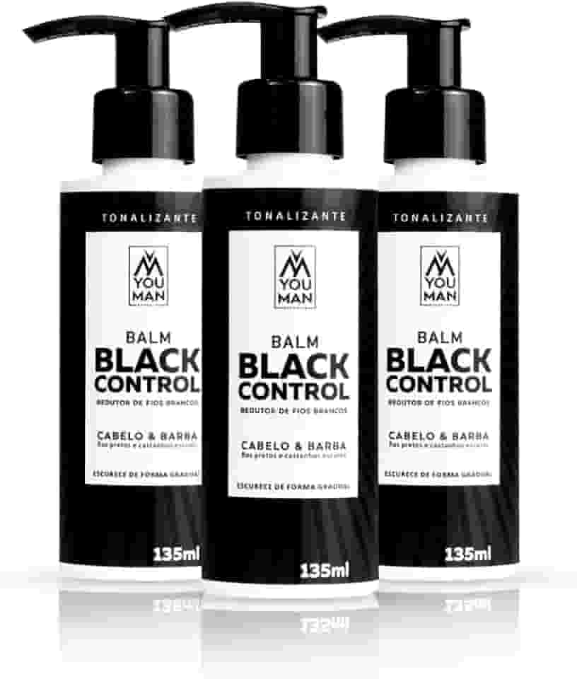 Combo com três unidades do balm escurecedor Black Control | tonalizante que reduz fios brancos de forma gradual