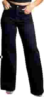 Calça Sarja Jeans Wide Leg Cintura Alta Com Elastano Premium