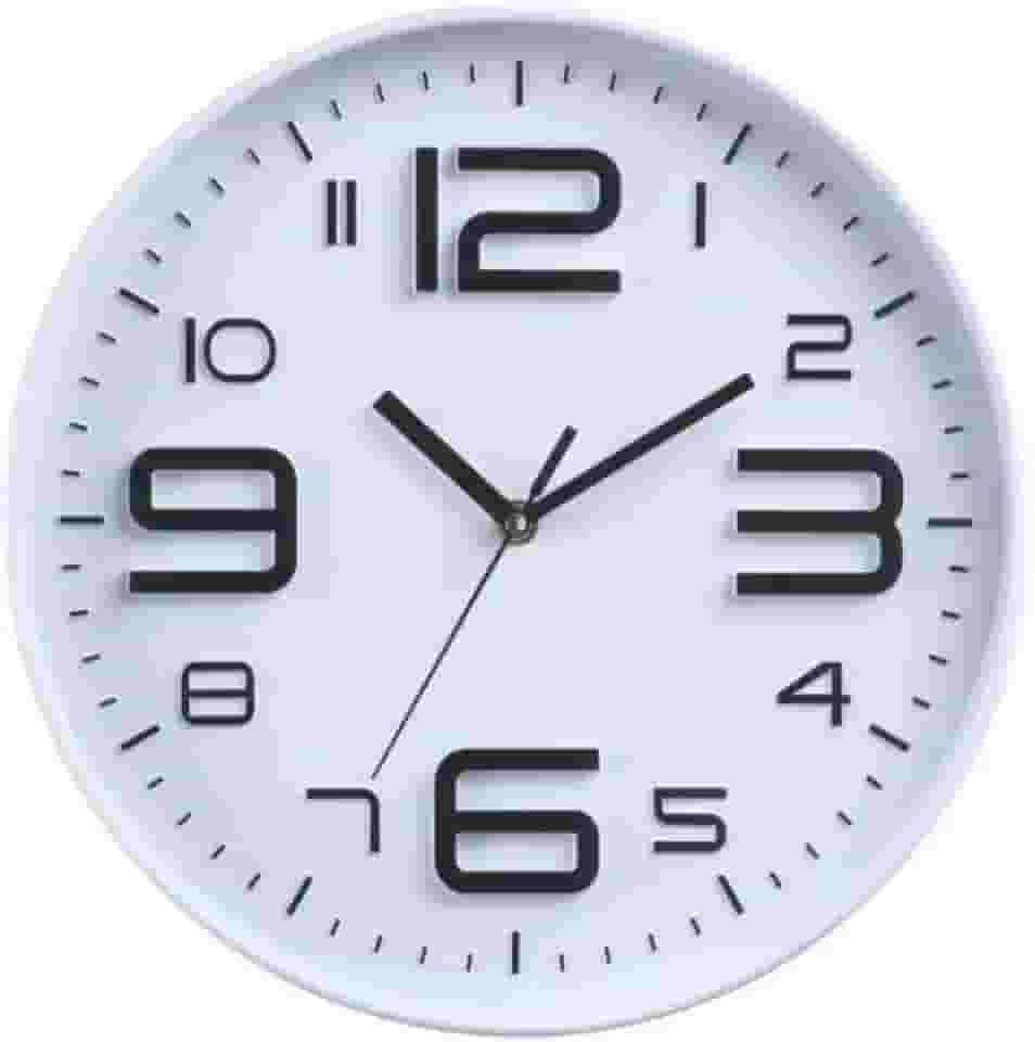 Relógio de Parede Minimalista Moderno Cozinha Quarto Sala Escritório 25cm x 4cm Decoração de Parede Organização Enfeites Utilidades Domésticas (BRANCO E PRETO)