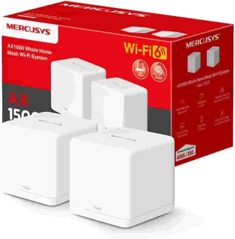 [Novo 2025] MERCUSYS Halo H60X (2-pack) - Sistema WiFi 6 Mesh AX1500, 3 portas Gigabit Ethernet, conecta até 150 dispositivos, controle dos pais, cobertura de até 550 m², configuração fác