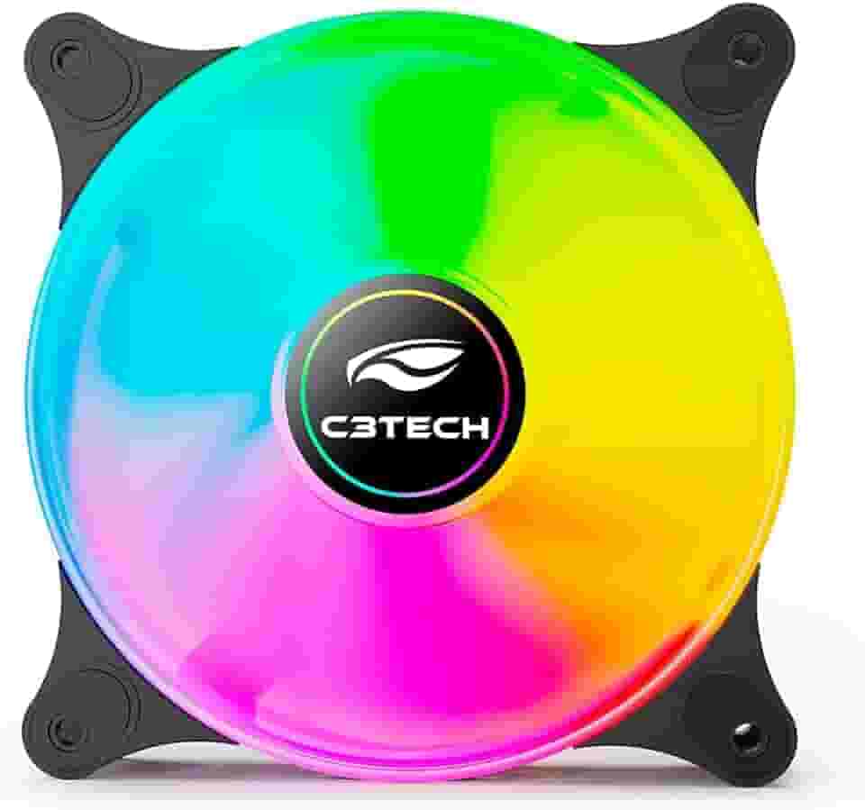 Cooler Fan para Gabinete C3Tech F9-L160BK RGB, Preto, 12 cm, conector molex de 4 pinos, 9 Laminas, 1200 RPM