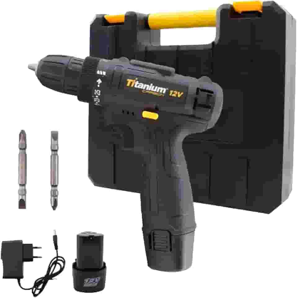 Titanium, Parafusadeira A Bateria CARBON 12V Sem Fio com Carregador Bivolt com Maleta e 2 Acessórios
