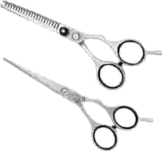 Kit Tesoura Profissional Dentada Reta Cabeleireiro Barbeiro