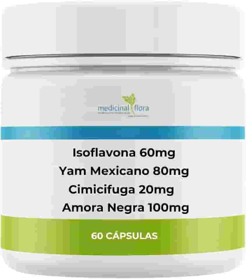 Composto Menopausa Isoflavona, Yam Mexicano, Cimicifuga, Amora Negra - 60 Doses