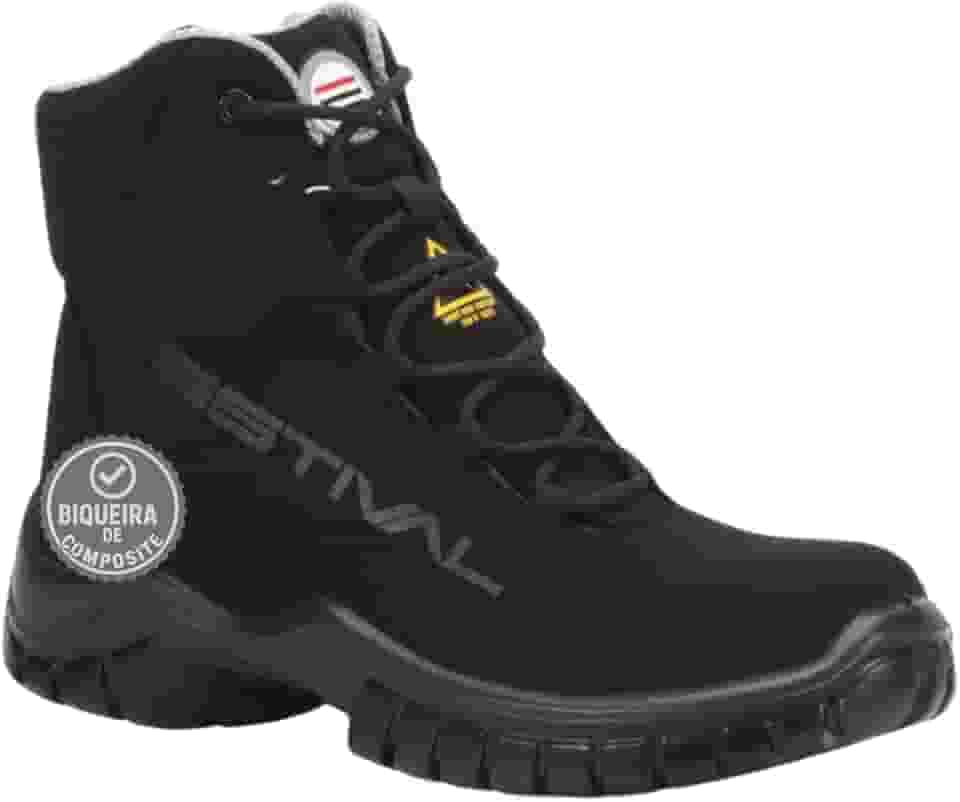 Estival MANOB Bota De Segurança Masculina E Feminina, Cano Alto, Preto/Cinza - Sapato Masculino E Feminino, Microfibra Ecológica Resitente a Água, Sola Ergonômica Amortecedor, Cadarço Antitorção, Palmilha Conforto, Biqueira Composite, Eletricista