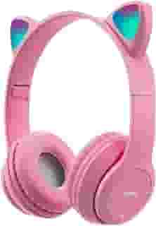 Fone de Ouvido Infantil Gatinho LED – Headphone Estéreo Colorido Fofo Confortável e Ajustável para Crianças