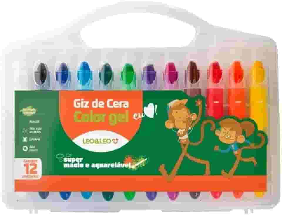 Giz de Cera Color Gel 12 Cores Und Leoeleo