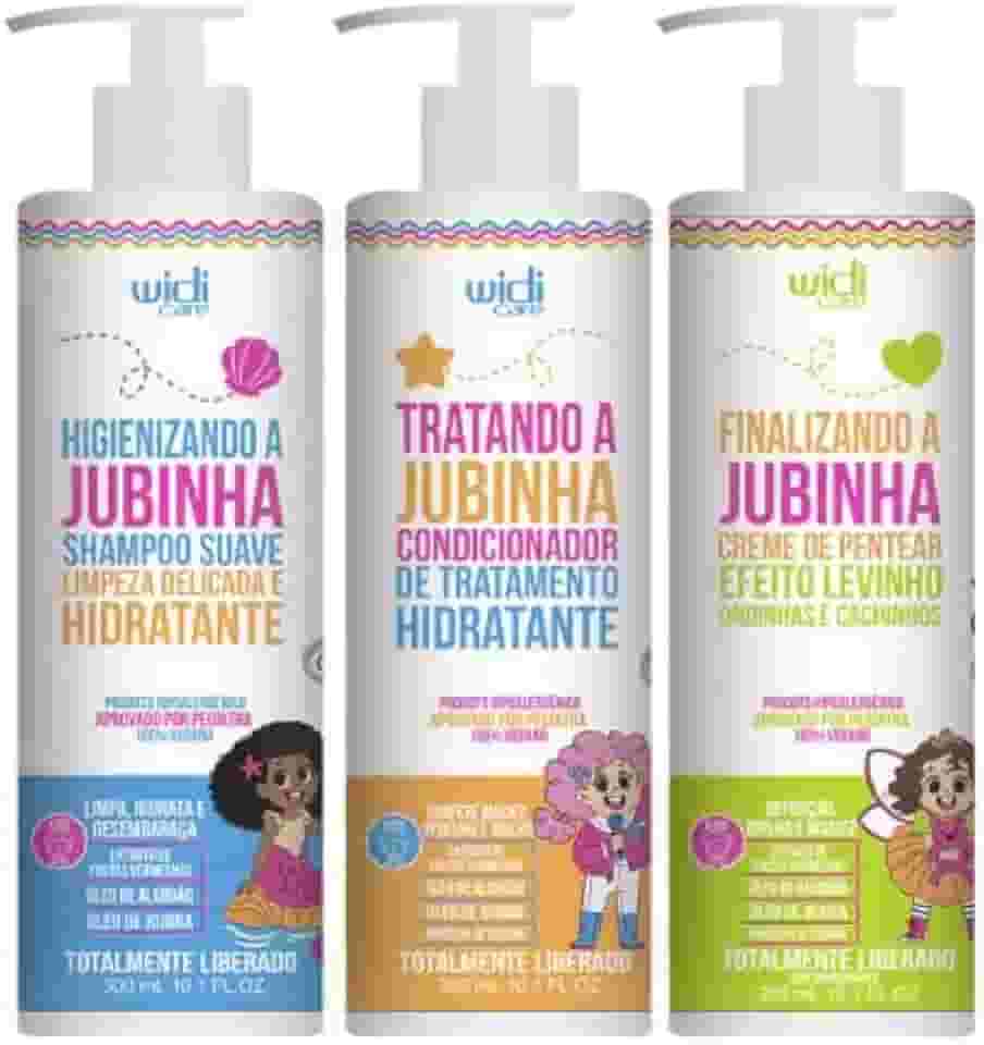 Kit Infantil Widi Care Jubinha Shampoo Condicionador Creme de Pentear Levinho 300ml
