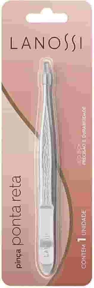 Pinça Ponta Reta, Cor Silver, Lanossi.