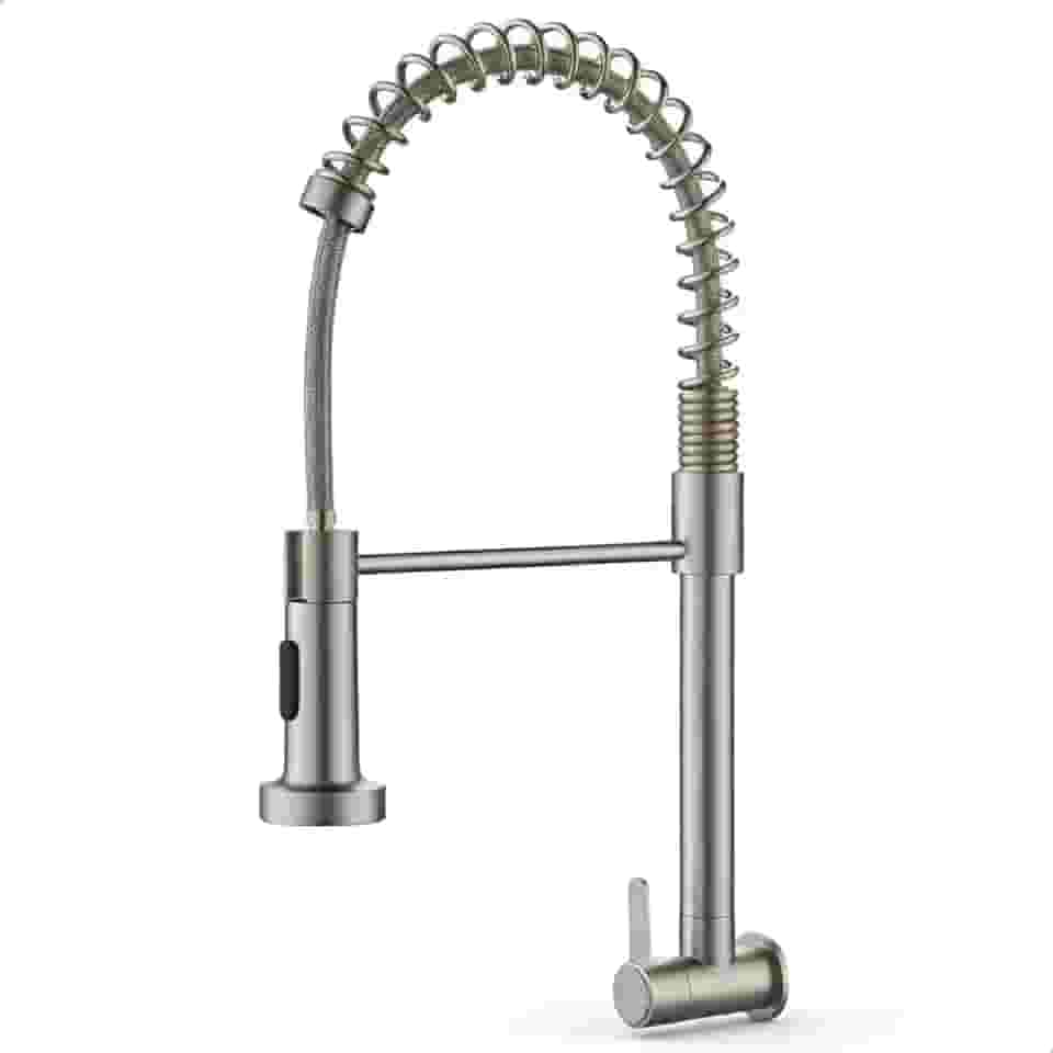 Torneira Gourmet Parede Cozinha Escovada em Inox Flexível SOFTINOX 2 Jatos — Torneira 1/4 de Volta Bica Giratória 360° Metal Escovado