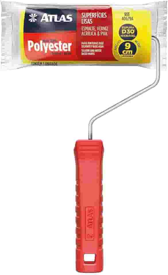 Atlas - Rolo de Pintura de Espuma de 9cm em 100% Poliéster e Com Densidade 30 (kg/m³), Cor Amarela