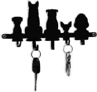 Porta Chaves Parede Decorativo, Gancho, Suporte Chaves Cachorros, preto - GEGUTON