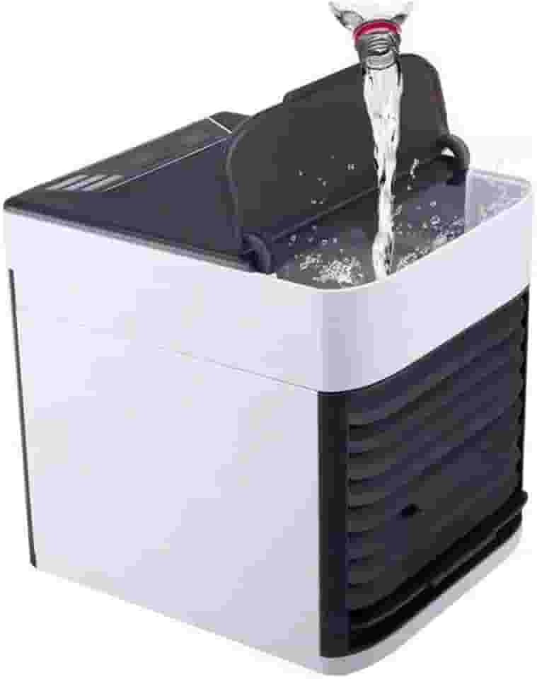 Climatizador Portátil Mini Ar Condicionado, 3 Velocidades, Branco, Resfriador de Ar Pessoal com Tanque de Água, Ventilador de Mesa Compacto