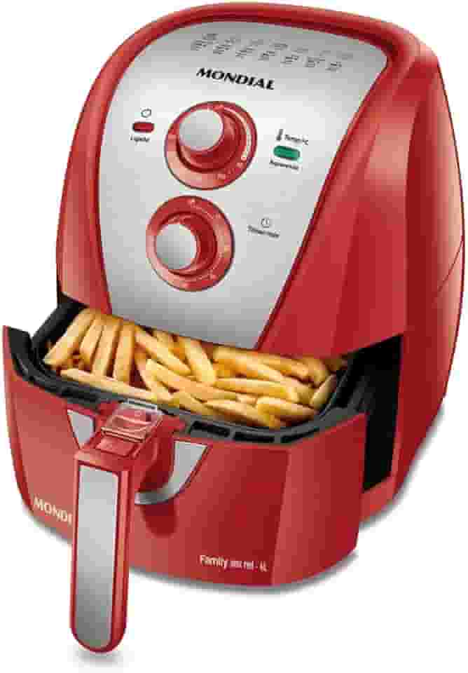 MONDIAL Fritadeira Sem Óleo Air Fryer 4L, Vermelho/Inox, 1500W, 220V - AFN-40-RI