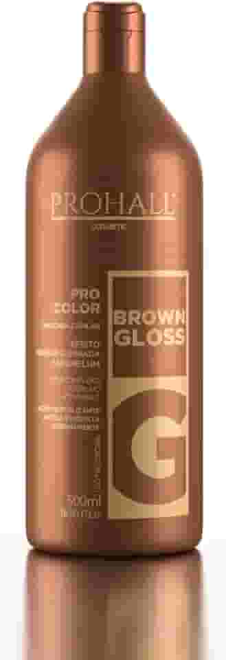 Máscara Matizadora Marrom Prohall - Brown Gloss 500ml, Efeito Morena Iluminada, Hidratação Profunda e Brilho de Salão