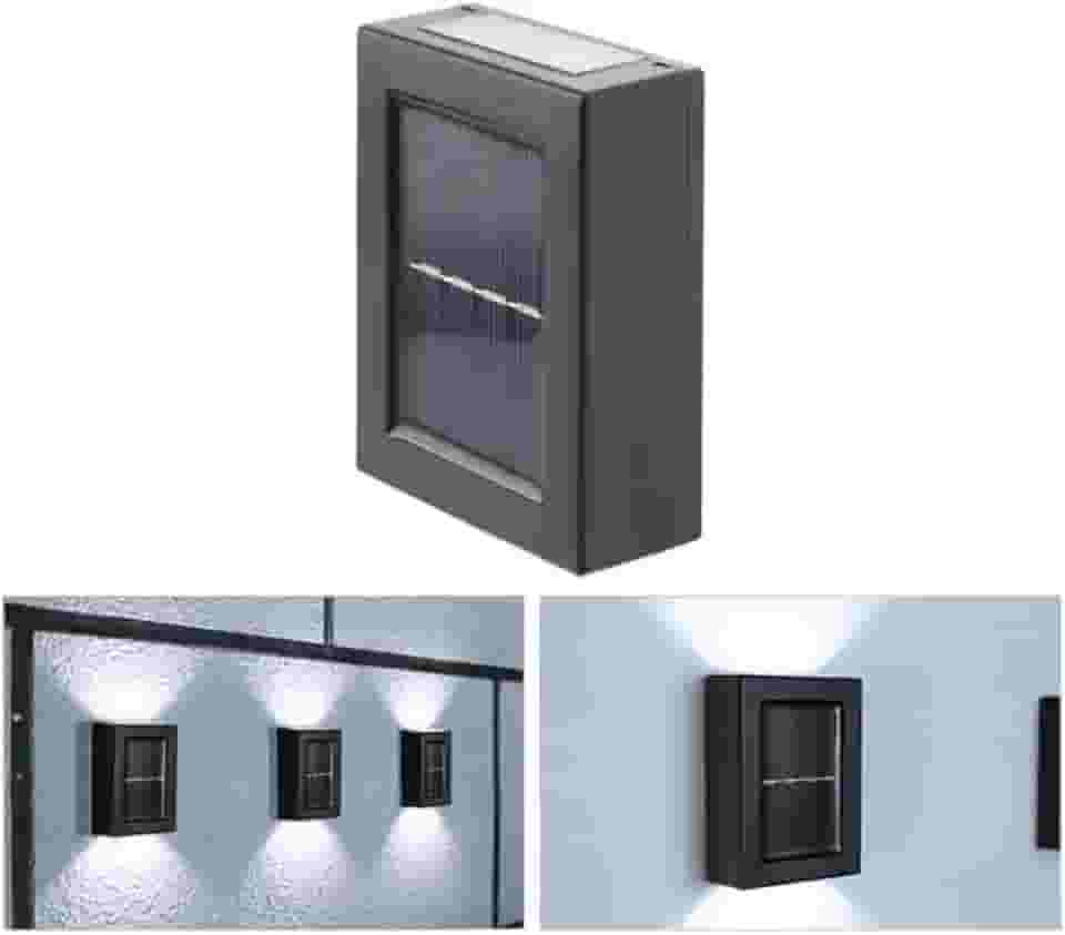 KIT 4 Arandela Solar Slim Goldensky 2 Focos Luminária Parede Externa À Prova D 'Água Luz (Branco Frio)