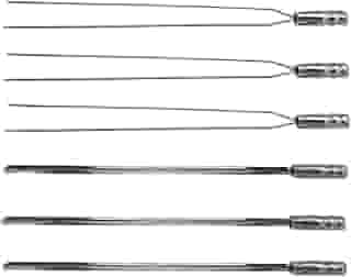 Kit 6 Espeto Para Churrasco Inox Reforçado 70cm Profissional Inox Churrasqueira Manopla Térmica Espada E Duplo