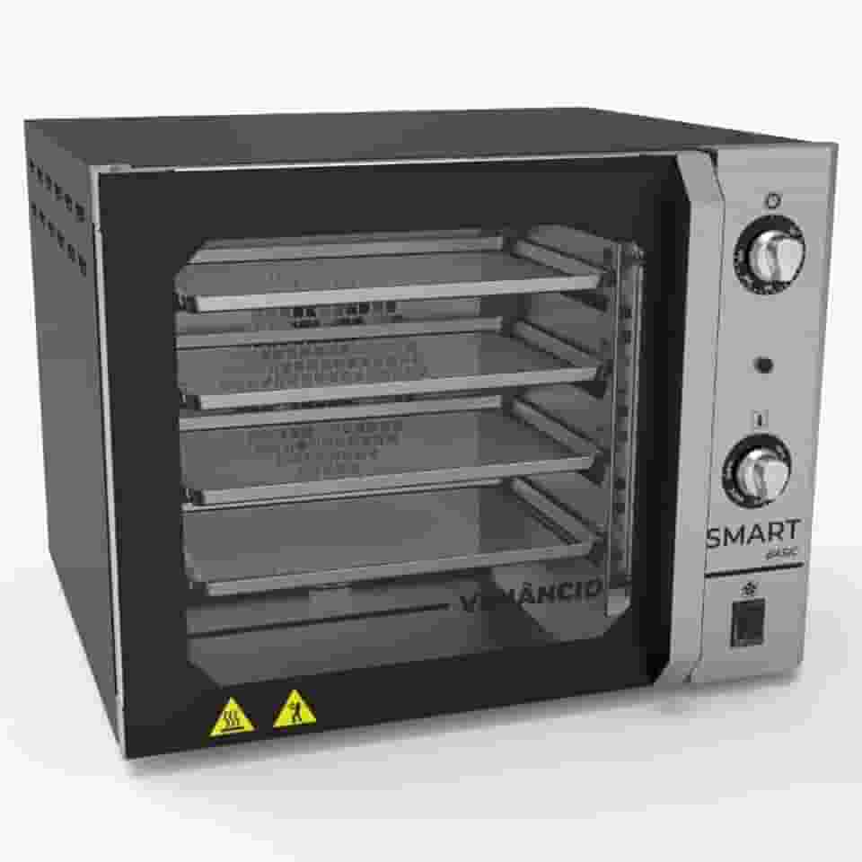 Forno Industrial Elétrico Convector Venâncio Smart Basic 4 Esteiras Galvanizado Preto 127V FCSB4E