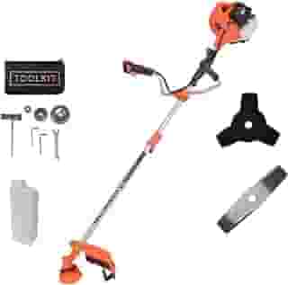 Roçadeira Profissional 65CC Gasolina, Motor 2 Tempos 3HP, Disco de 2 Pontas, Lâmina Facão, Kit de Manutenção Rápida, Uso Contínuo, Profissional e Doméstico