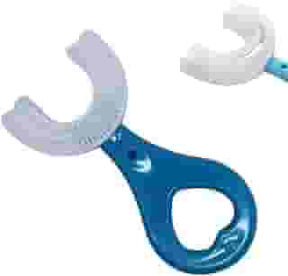 Escova Dental em U para Bebês, Design Ergonômico, Azul e Branco, Escovação Uniforme (Azul)