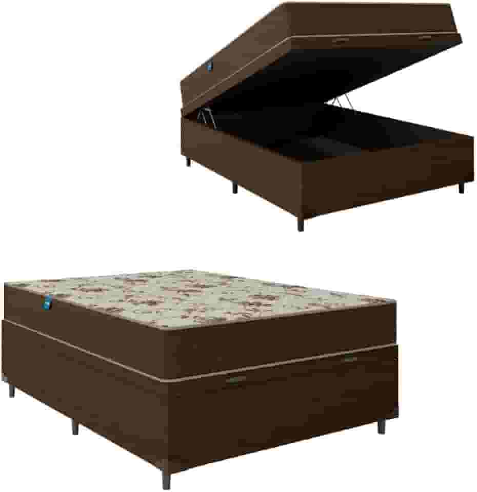 Cama Box Baú Casal Colchão Espuma D33 Marquês 138x188x60cm Marrom Umaflex - Suporta até 90kg por Pessoa