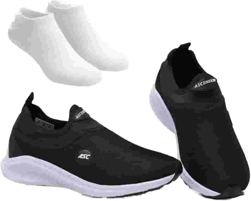 Tênis Ortopédico Unissex Ascension + Meia Branca | Estilo Tipo Meia – Leve, Confortável, Calce Fácil | Ideal para Caminhada, Academia e Uso Diário