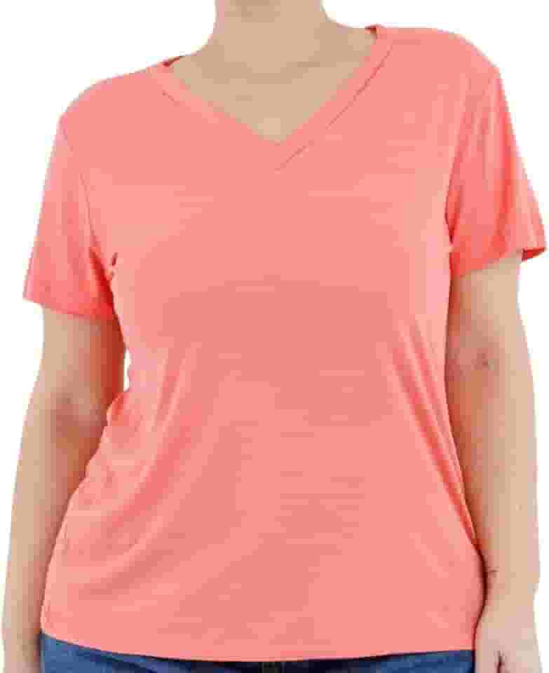 Blusa Básica Feminina Plus Size Viscolycra Decote V - Toque Macio, Modelagem Confortável e Secagem Rápida