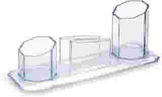trio porta caneta/clips/lembrete cristal