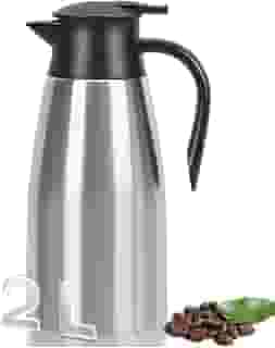 2L, Garrafa Termica Cafe, Garrafa Termica, Garrafa de Cafe, Garrafa Térmica Café, Garrafa Térmica, Material de Aço Inoxidável, Isolamento Multicamadas